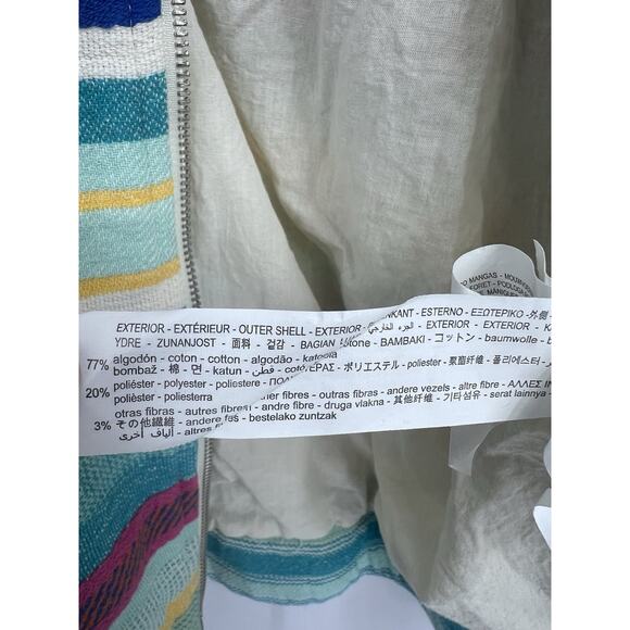 Zara Southwester Stripe Woven Cotton Full Oil Jacket Unisex Medium - Picture 5 of 5